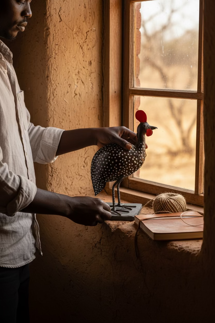 Recycled Metal Guinea Fowl