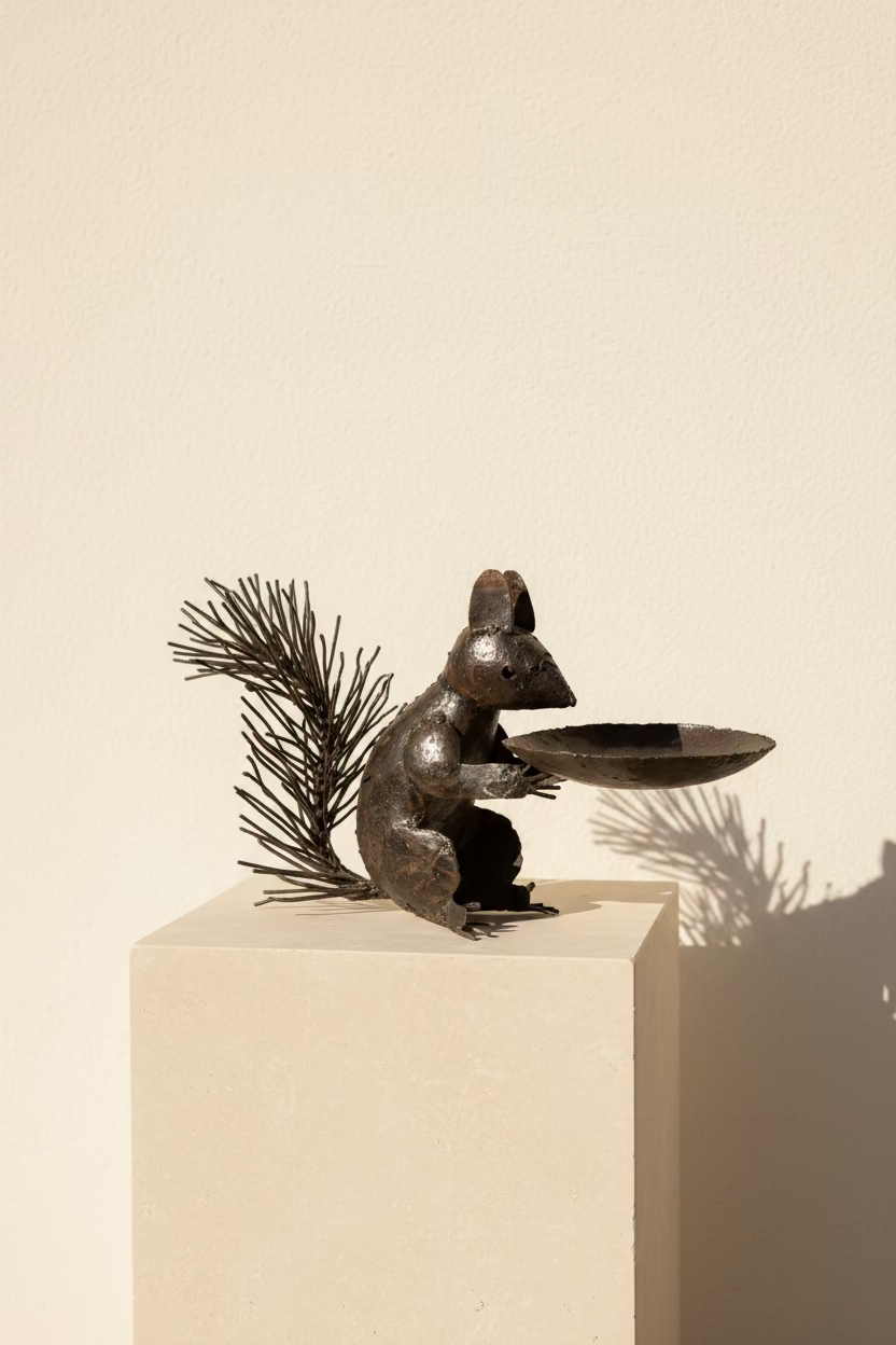 Recycled Metal Squirrel Bird Feeder