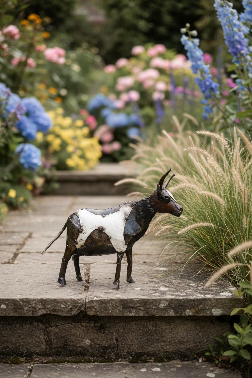 Recycled Metal Cow