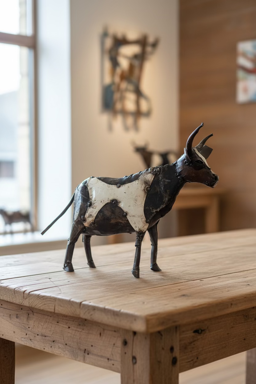 Recycled Metal Cow