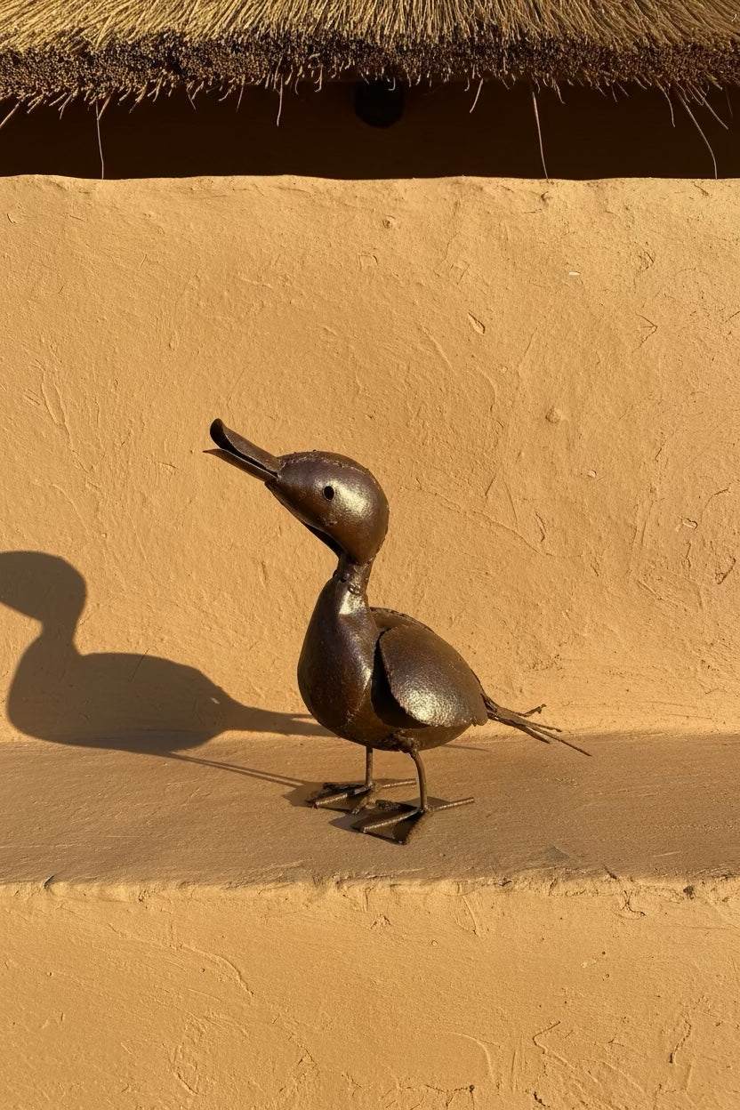 Calling Duck photographed against a Zimbabwean clay wall