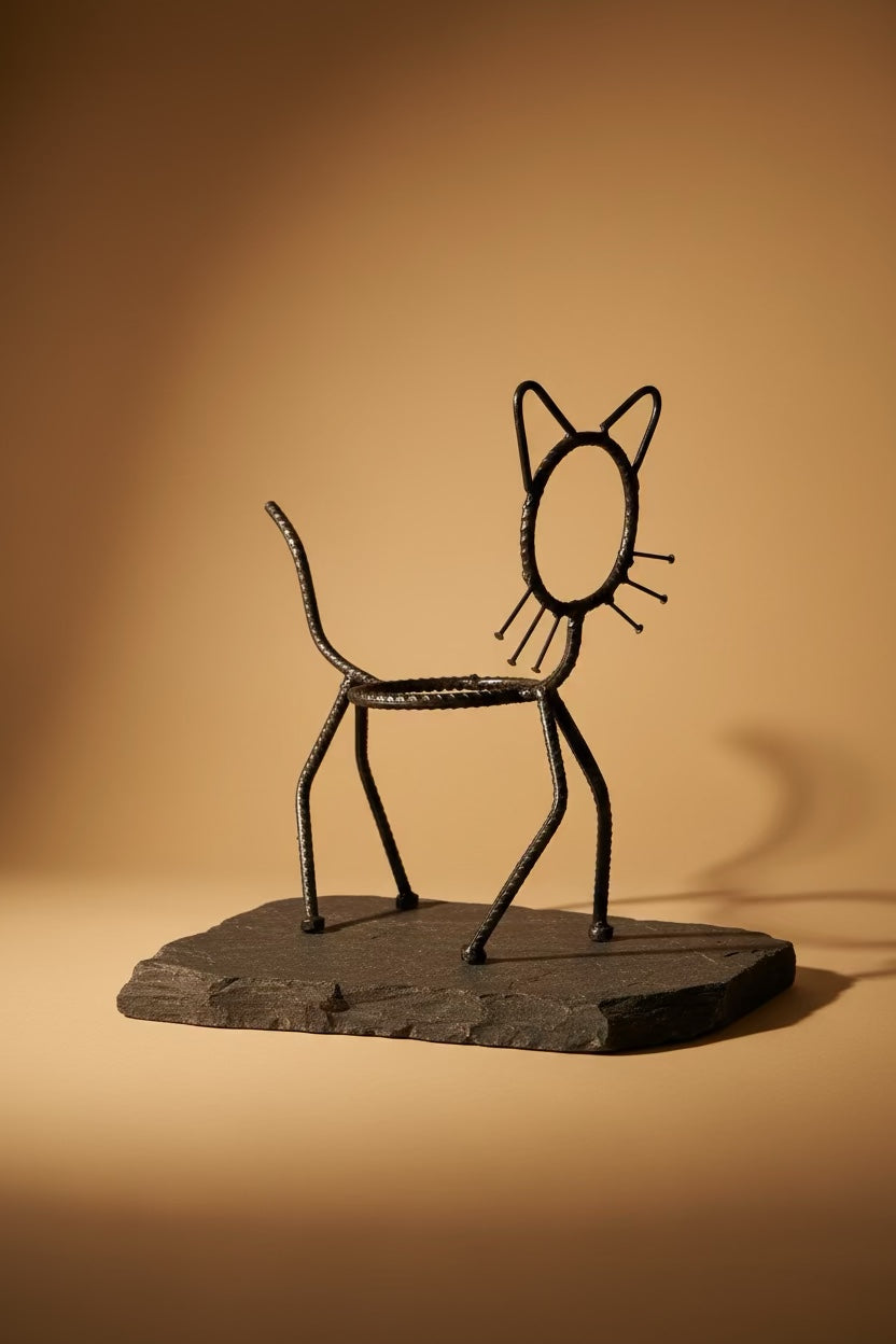 Cat Planter Stand in warm studio light