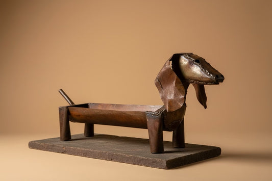 Sausage Dog Planter in warm studio light