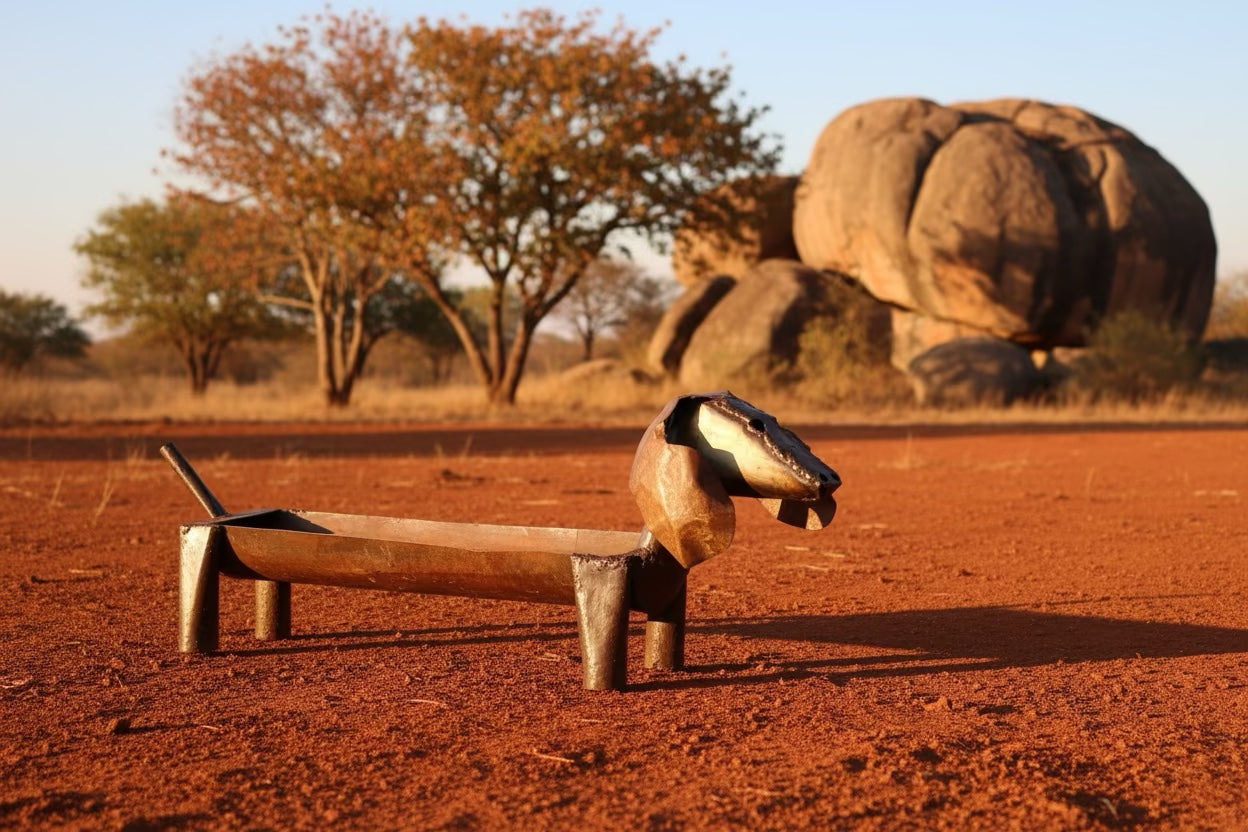 Sausage Dog Planter photographed in the Zimbabwean landscape